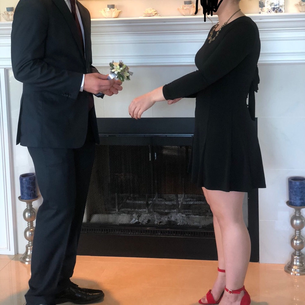 Little black dress with tie back